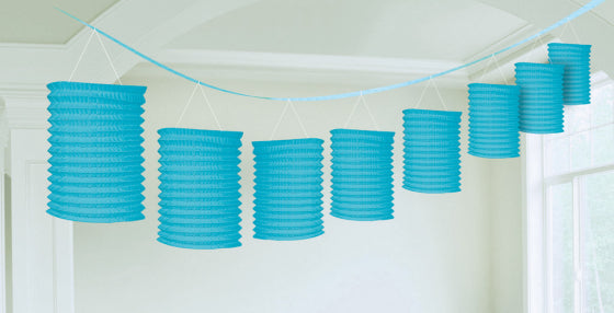 PAPER LANTERN GARLAND-CARIBBEAN BLUE 3.65m NIS Traders