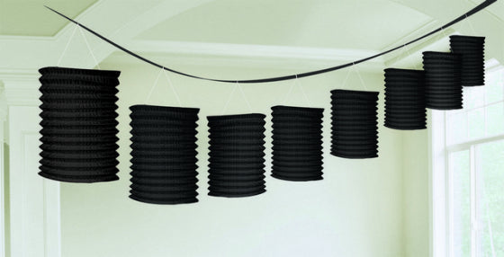 PAPER LANTERN GARLAND - JET BLACK 3.65 meter NIS Traders