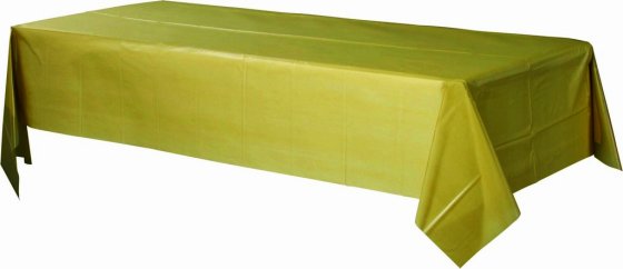 PLASTIC RECTANGULAR TABLECOVER-GOLD SPARKLE NIS Traders