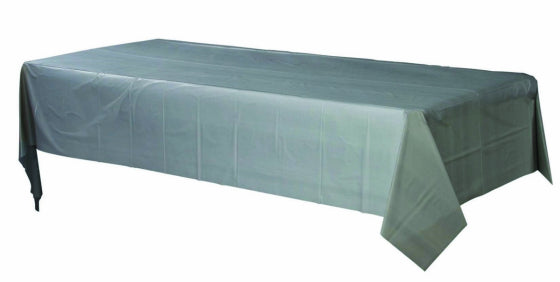 PLASTIC RECTANGULAR TABLECOVER-SILVER NIS Traders