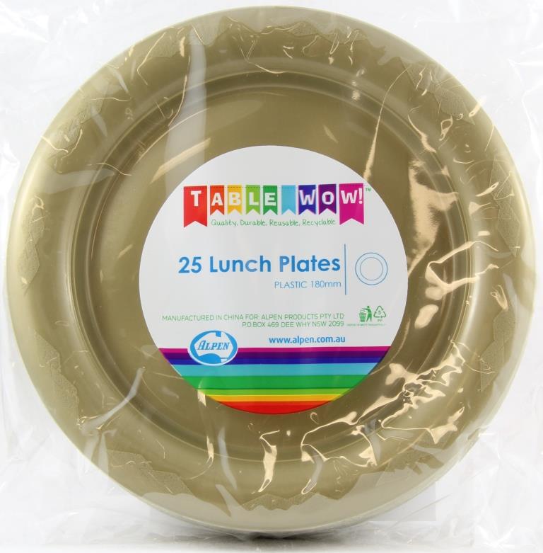 Buy PLATE LUNCH GOLD 180mm Pack of 25 at NIS Packaging & Party Supply Brisbane, Logan, Gold Coast, Sydney, Melbourne, Australia