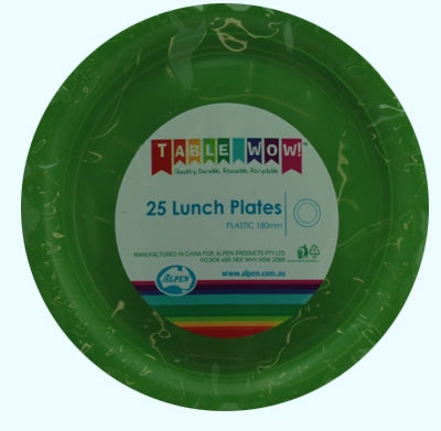 Buy PLATE LUNCH LIME 180mm P25 at NIS Packaging & Party Supply Brisbane, Logan, Gold Coast, Sydney, Melbourne, Australia