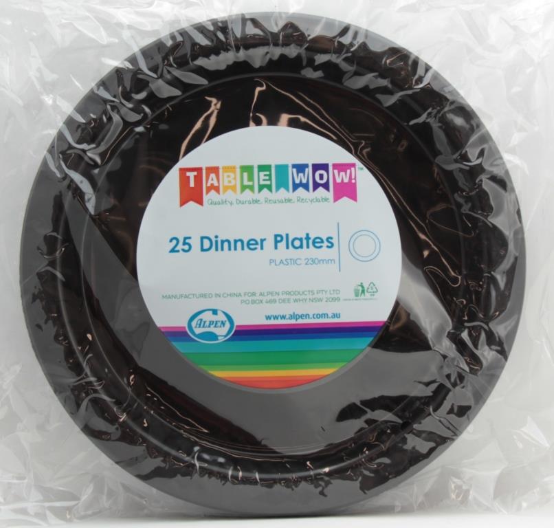Buy PLATE PLASTIC DINNER BLACK 230mm (25 PC) at NIS Packaging & Party Supply Brisbane, Logan, Gold Coast, Sydney, Melbourne, Australia