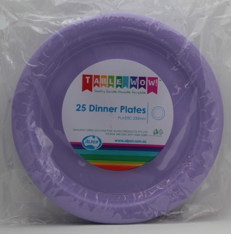 Buy PLATE PLASTIC DINNER LAVENDER 230mm (25 pc) at NIS Packaging & Party Supply Brisbane, Logan, Gold Coast, Sydney, Melbourne, Australia