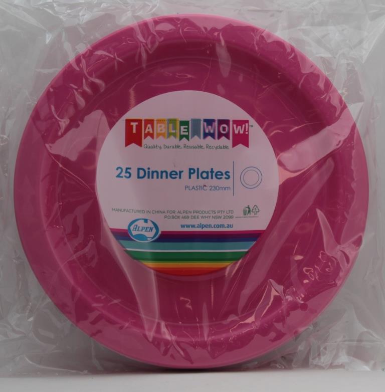 Buy PLATE PLASTIC DINNER MAGENTA 230mm (25 PC) at NIS Packaging & Party Supply Brisbane, Logan, Gold Coast, Sydney, Melbourne, Australia