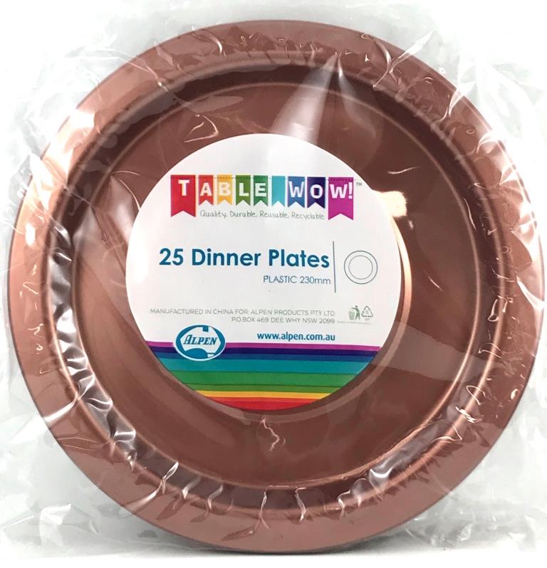 Buy PLATE PLASTIC DINNER ROSEGOLD 230mm (25 PC) at NIS Packaging & Party Supply Brisbane, Logan, Gold Coast, Sydney, Melbourne, Australia