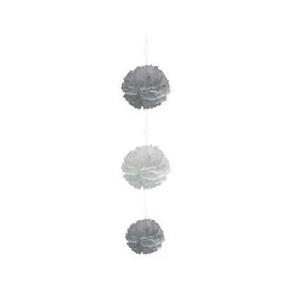 POM POM Decoration 3pc-GREY NIS Traders