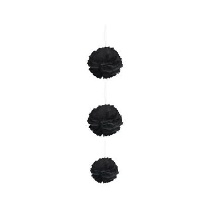 POM POM Decoration-BLACK 3pc NIS Traders