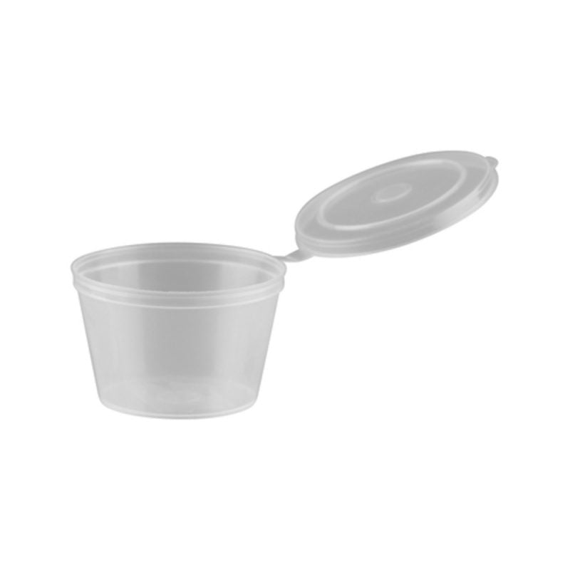 PP Hinged Lid Portion Cups with lid 75ml 50pk NIS Traders