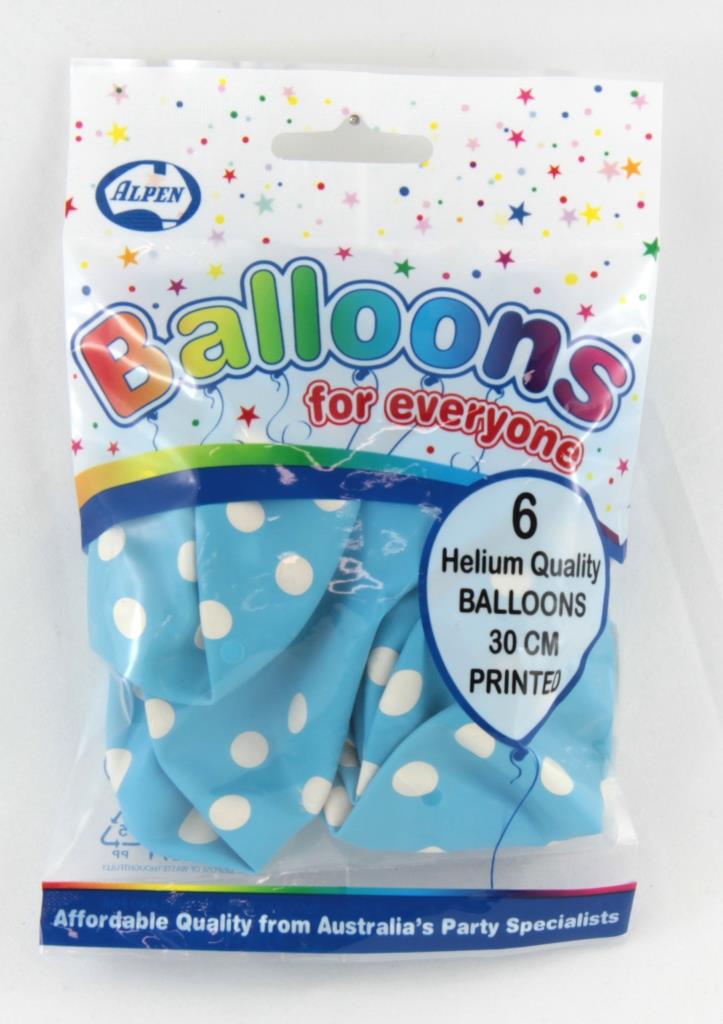 Buy Pastel Light Blue Printed Balloons Polkadots at NIS Packaging & Party Supply Brisbane, Logan, Gold Coast, Sydney, Melbourne, Australia
