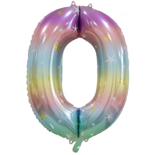Buy Pastel Rainbow Foil Balloon Number #0 (34inch) at NIS Packaging & Party Supply Brisbane, Logan, Gold Coast, Sydney, Melbourne, Australia