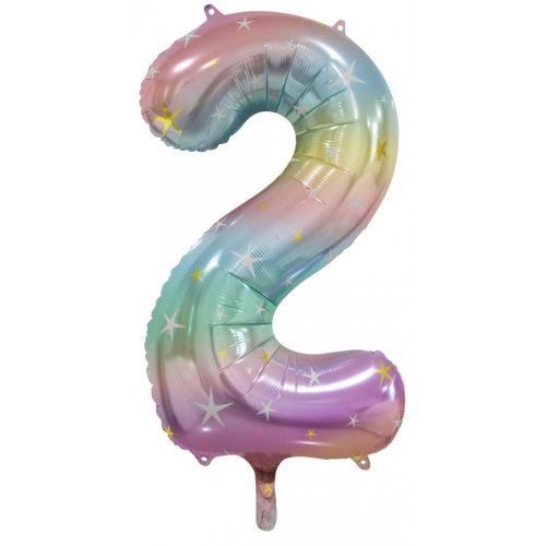 Buy Pastel Rainbow Foil Balloon Number #2 (34inch) at NIS Packaging & Party Supply Brisbane, Logan, Gold Coast, Sydney, Melbourne, Australia