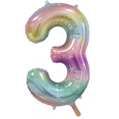 Buy Pastel Rainbow Foil Balloon Number #3 (34inch) at NIS Packaging & Party Supply Brisbane, Logan, Gold Coast, Sydney, Melbourne, Australia