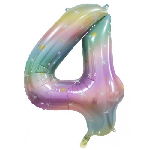 Buy Pastel Rainbow Foil Balloon Number #4 (34inch) at NIS Packaging & Party Supply Brisbane, Logan, Gold Coast, Sydney, Melbourne, Australia