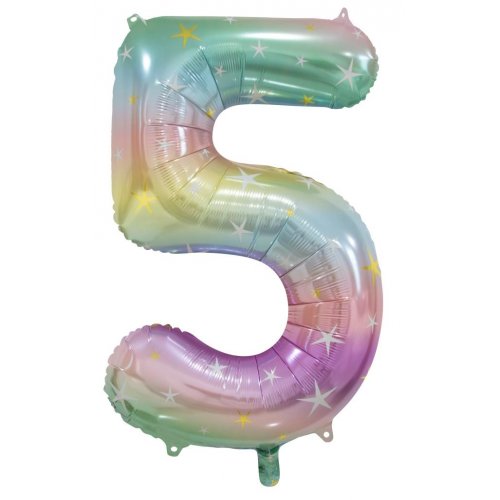 Buy Pastel Rainbow Foil Balloon Number #5 (34inch) at NIS Packaging & Party Supply Brisbane, Logan, Gold Coast, Sydney, Melbourne, Australia