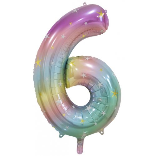 Buy Pastel Rainbow Foil Balloon Number #6 (34inch) at NIS Packaging & Party Supply Brisbane, Logan, Gold Coast, Sydney, Melbourne, Australia
