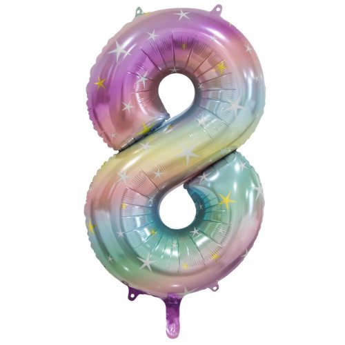 Buy Pastel Rainbow Foil Balloon Number #8 (34inch) at NIS Packaging & Party Supply Brisbane, Logan, Gold Coast, Sydney, Melbourne, Australia