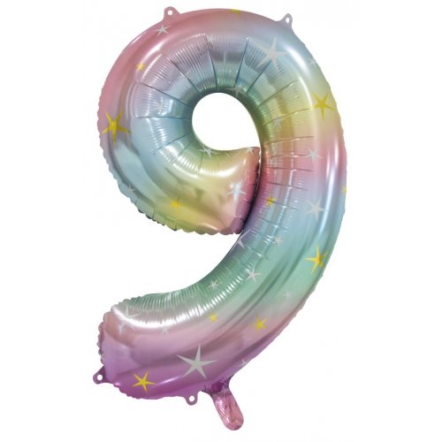 Buy Pastel Rainbow Foil Balloon Number #9 (34inch) at NIS Packaging & Party Supply Brisbane, Logan, Gold Coast, Sydney, Melbourne, Australia