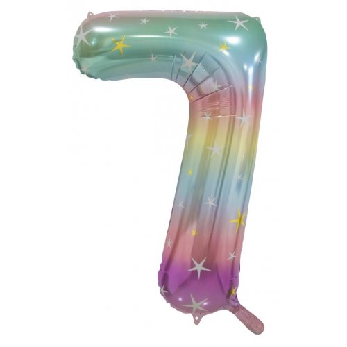 Buy Pastle rainbow Foil Balloon Number #7 (34 inch) at NIS Packaging & Party Supply Brisbane, Logan, Gold Coast, Sydney, Melbourne, Australia