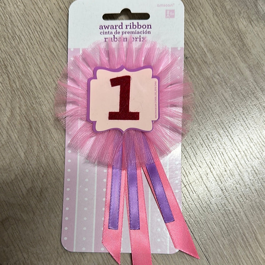 Pink 1st Birthday Award ribbon 1pc NIS Traders