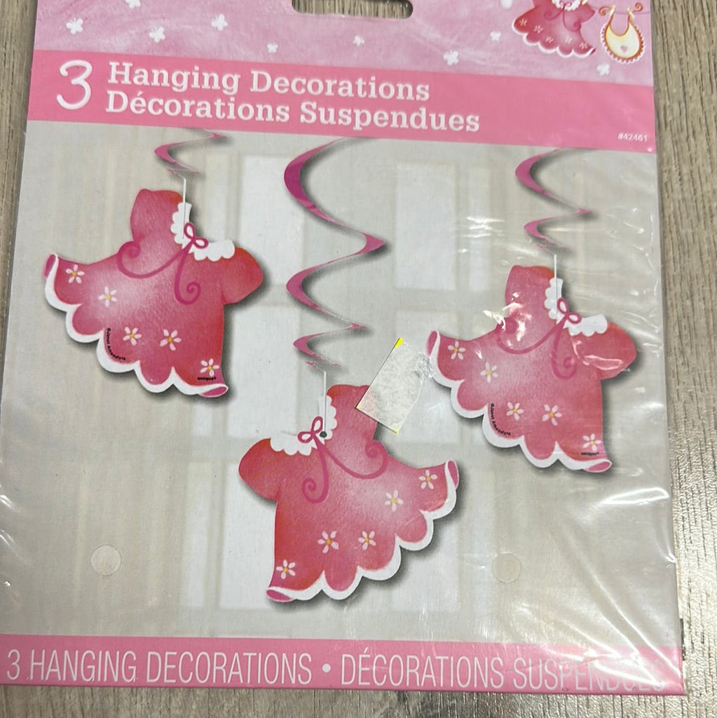 Pink Baby Shower Girl Hanging decorations 3pc NIS Traders