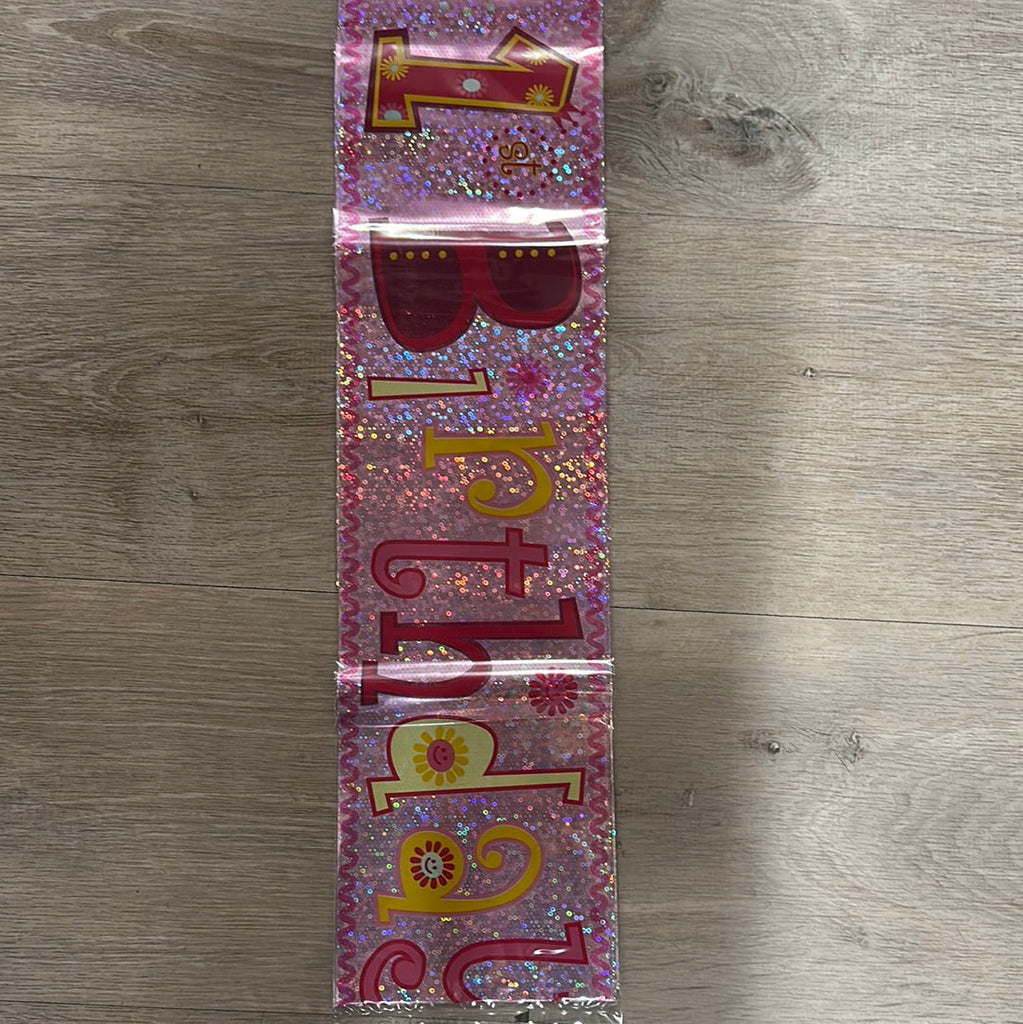 Pink Foil happy 1st birthday banner 1pc NIS Traders