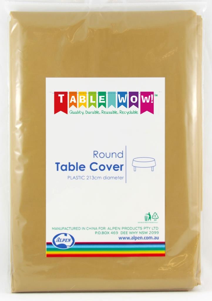 Buy Plastic Round Tablecover- Gold (213 cm) at NIS Packaging & Party Supply Brisbane, Logan, Gold Coast, Sydney, Melbourne, Australia