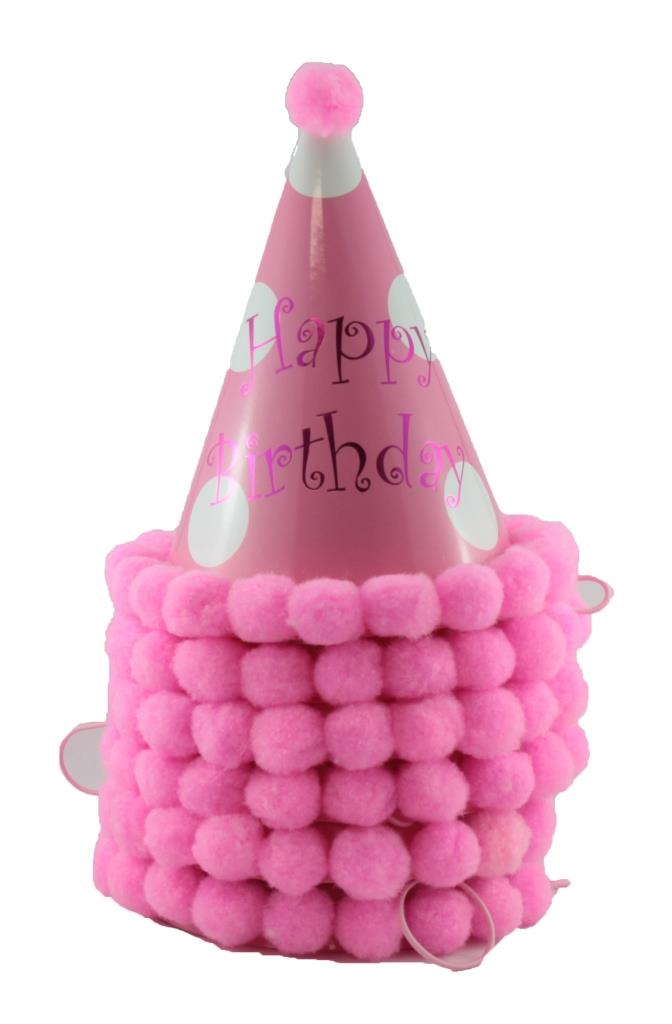 Buy Pom Pom Hats Happy Birthday Pinks Assorted 1pc at NIS Packaging & Party Supply Brisbane, Logan, Gold Coast, Sydney, Melbourne, Australia