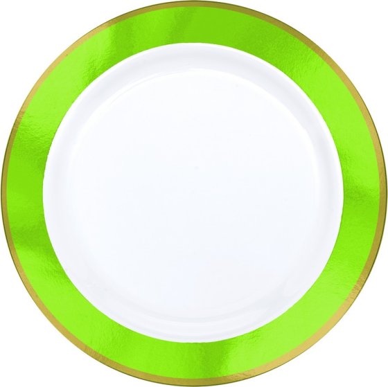 Premium Plastic Plates 25cm White With Kiwi Border 10pk NIS Traders
