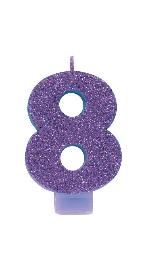 Purple Glitter Candle Number #8 NIS Traders