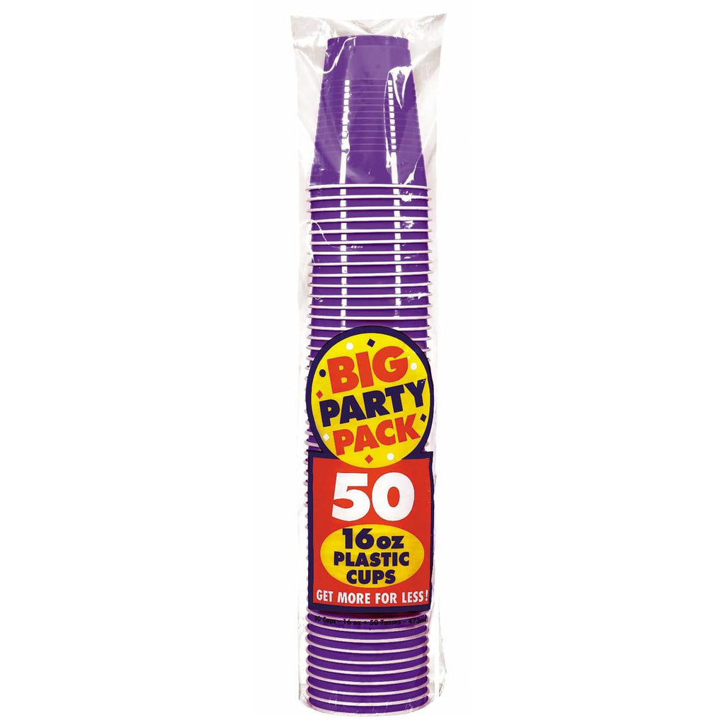Purple Plastic Cups Big Party pack 16oz, 50pc NIS Traders