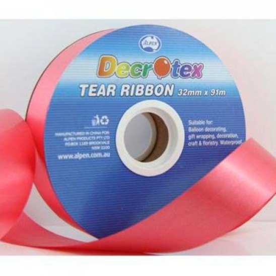 Buy RED TEAR RIBBON 32MMX91M at NIS Packaging & Party Supply Brisbane, Logan, Gold Coast, Sydney, Melbourne, Australia