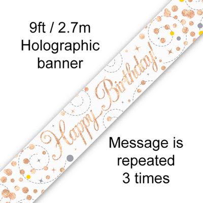 Buy ROSEGOLD H'BDAY BANNER at NIS Packaging & Party Supply Brisbane, Logan, Gold Coast, Sydney, Melbourne, Australia