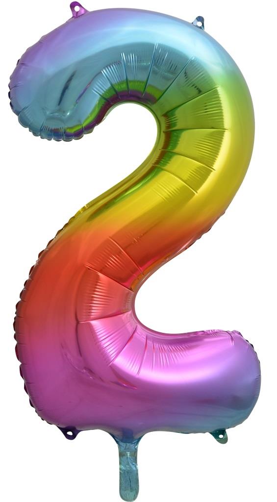 Buy Rainbow Splash Foil Balloon Num #2 (34inch) at NIS Packaging & Party Supply Brisbane, Logan, Gold Coast, Sydney, Melbourne, Australia