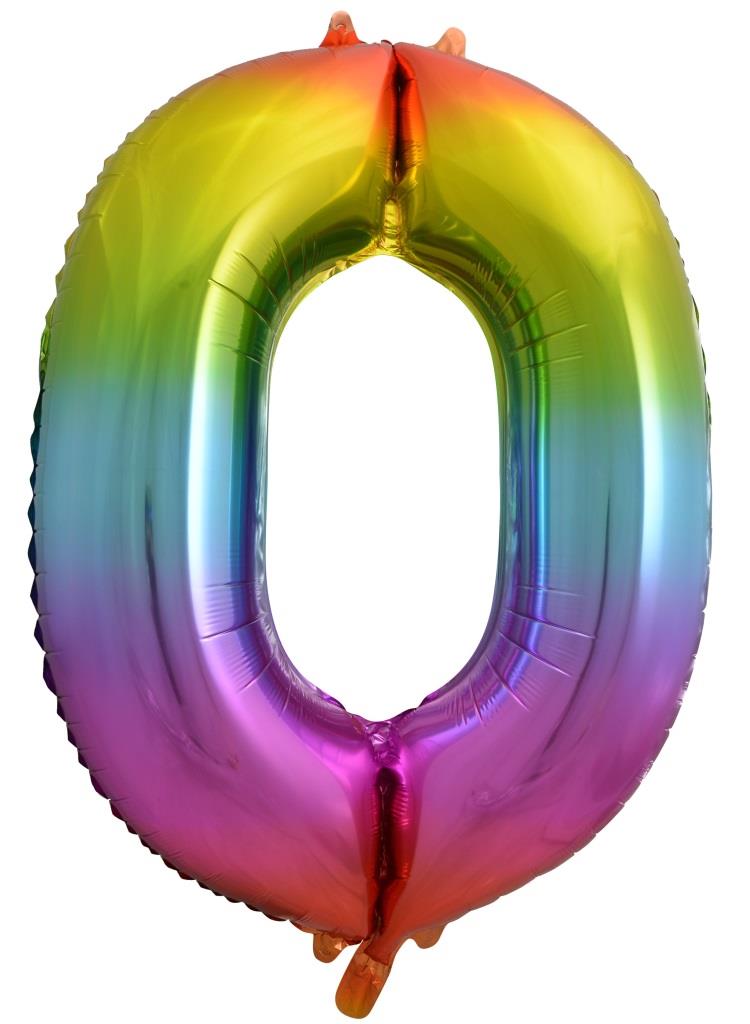 Buy Rainbow Splash Foil Balloon Number #0 (34inch) at NIS Packaging & Party Supply Brisbane, Logan, Gold Coast, Sydney, Melbourne, Australia