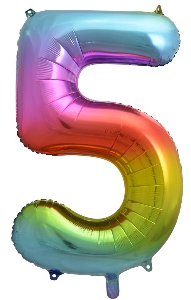 Buy Rainbow Splash Foil Balloon Number #5 (34inch) at NIS Packaging & Party Supply Brisbane, Logan, Gold Coast, Sydney, Melbourne, Australia