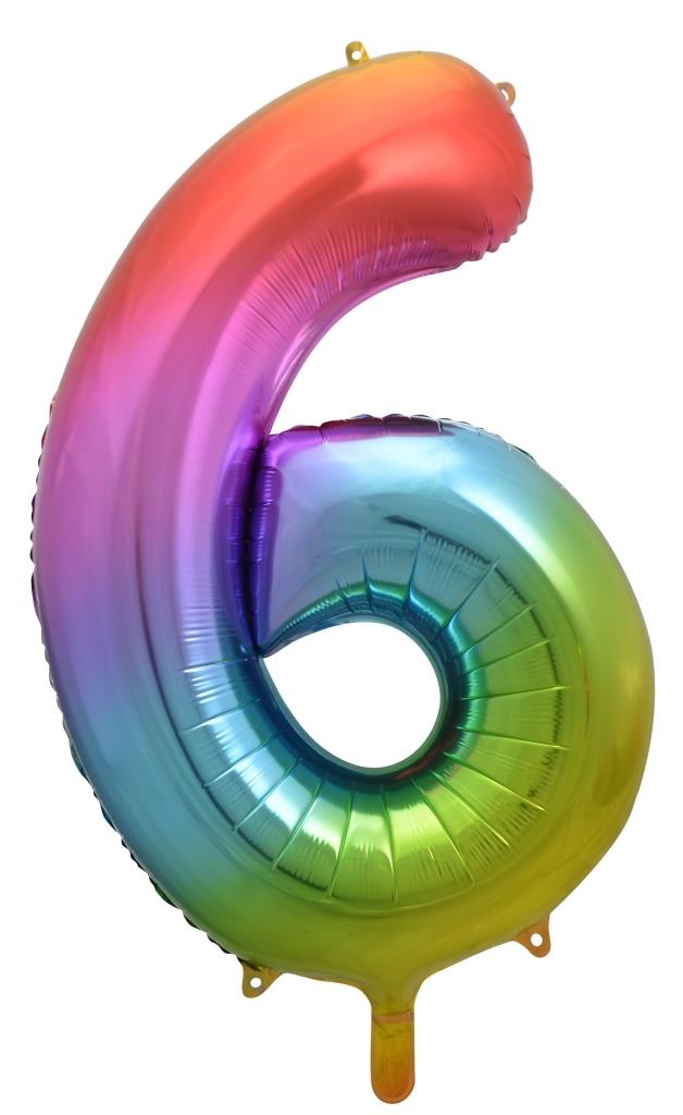 Buy Rainbow Splash Foil Balloon Number #6 (34inch) at NIS Packaging & Party Supply Brisbane, Logan, Gold Coast, Sydney, Melbourne, Australia