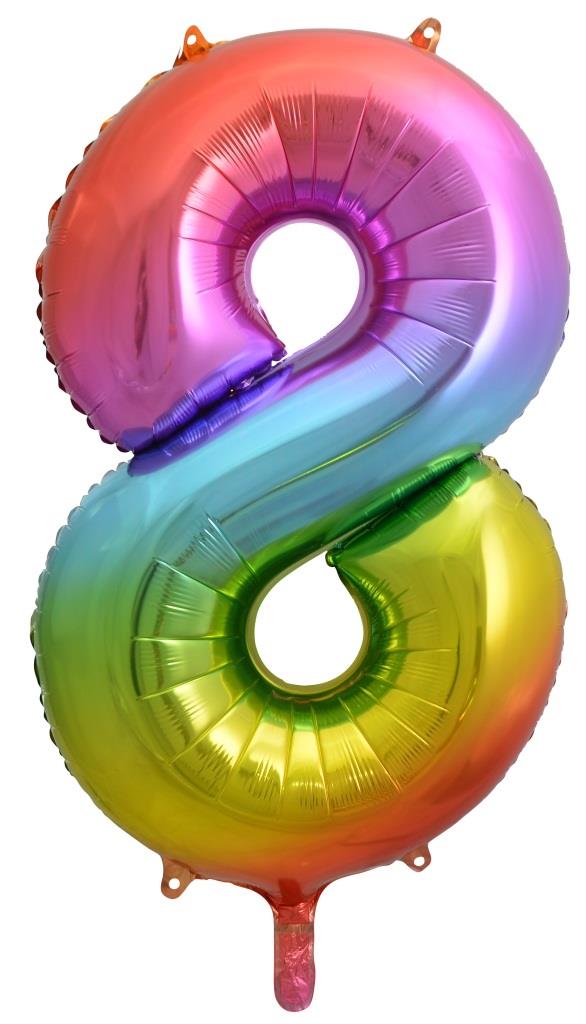 Buy Rainbow Splash Foil Balloon Number #8 (34inch) at NIS Packaging & Party Supply Brisbane, Logan, Gold Coast, Sydney, Melbourne, Australia