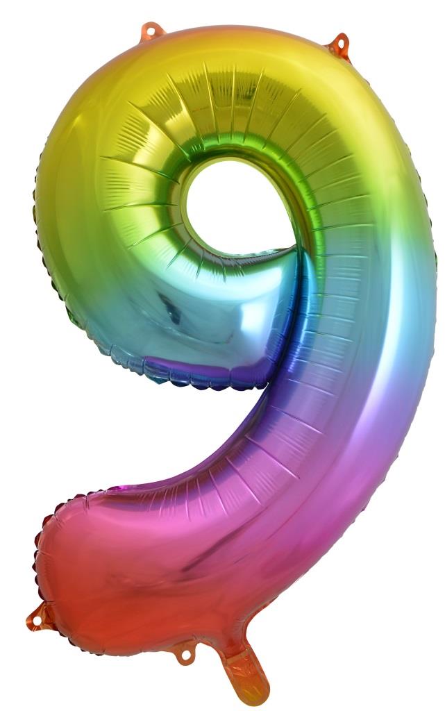 Buy Rainbow Splash Foil Balloon Number #9 (34inch) at NIS Packaging & Party Supply Brisbane, Logan, Gold Coast, Sydney, Melbourne, Australia
