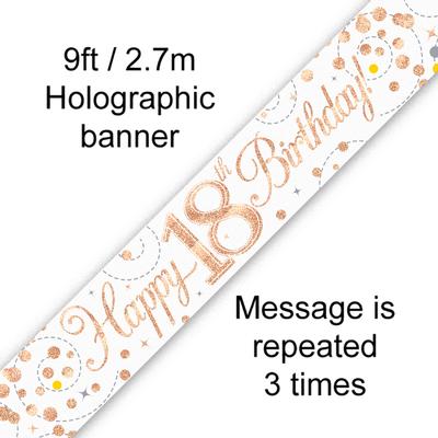 Buy Rose gold Happy 18th B'day BANNER at NIS Packaging & Party Supply Brisbane, Logan, Gold Coast, Sydney, Melbourne, Australia