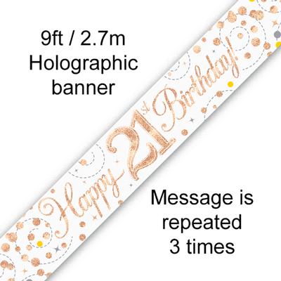 Buy Rose gold Happy 21st B'day BANNER at NIS Packaging & Party Supply Brisbane, Logan, Gold Coast, Sydney, Melbourne, Australia