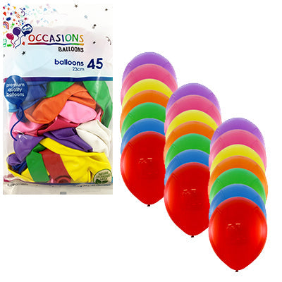 Buy Round 23cm Balloons Mixed Colours at NIS Packaging & Party Supply Brisbane, Logan, Gold Coast, Sydney, Melbourne, Australia