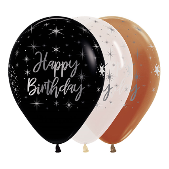 SEMPERTEX 30CM Metalink happy birthday fashion 12pk NIS Traders