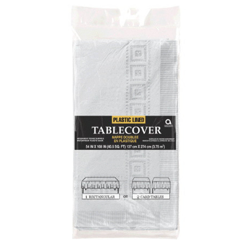 SILVER  Paper & Plastic Lined 3PLY Table Cover NIS Traders