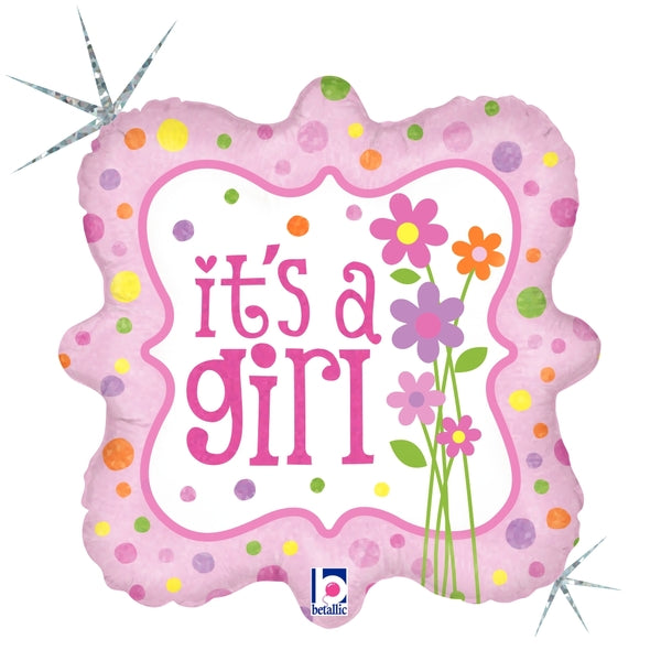 Buy SPECIAL! It's a Girl Flowers Square Shaped Foil Balloon at NIS Packaging & Party Supply Brisbane, Logan, Gold Coast, Sydney, Melbourne, Australia