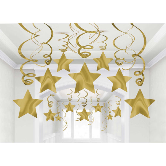Shooting Stars Foil Mega Value Pack Swirl Decorations - Gold NIS Traders