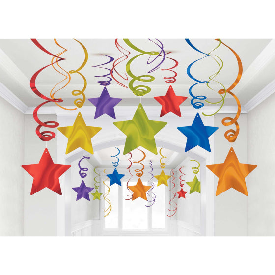 Shooting Stars Foil Mega Value Pack Swirl Decorations - RAINBOW COLOURS NIS Traders