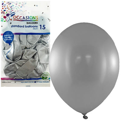 Buy Silver 25cm Balloons P15 at NIS Packaging & Party Supply Brisbane, Logan, Gold Coast, Sydney, Melbourne, Australia