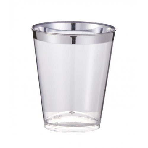 Silver Trim Plastic Shot Glass 30ml Pack of 50 NIS Traders