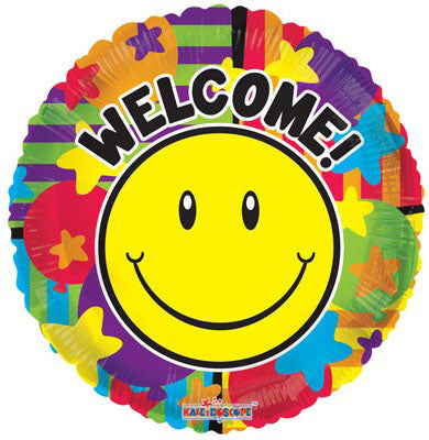 Buy Smiley Welcome Foil Round Balloon at NIS Packaging & Party Supply Brisbane, Logan, Gold Coast, Sydney, Melbourne, Australia